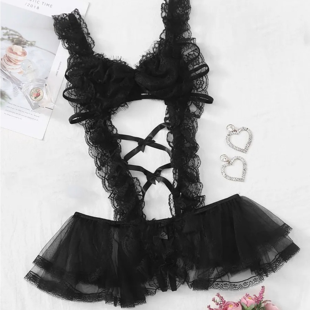 Japanese Maid Cosplay Sexy Costumes Perspective Lingerie Lace Outfit Babydoll S